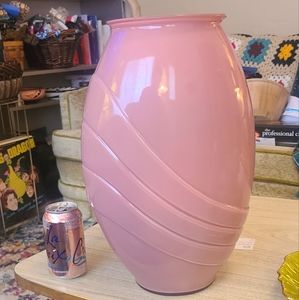 Vintage 80s Pink Large Glass Art Deco Vase